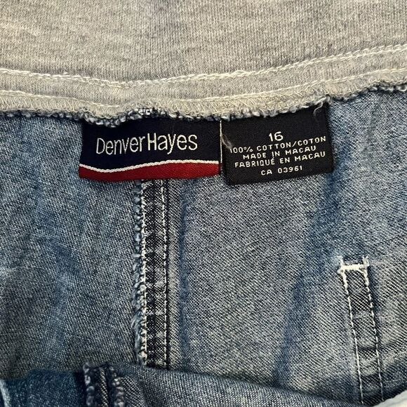 Vintage 90s Jean shorts white stitching grey waist band - Picture 5 of 8